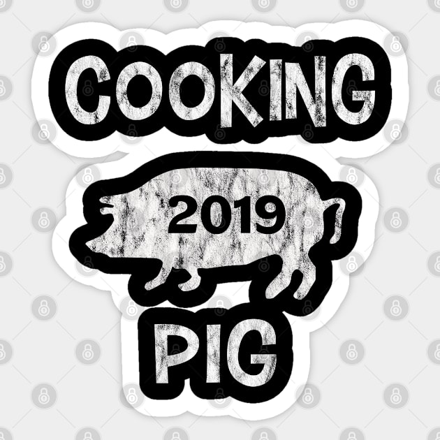 Cooking 2019 Chinese New Year of the Pig Distressed Design Sticker by familycuteycom